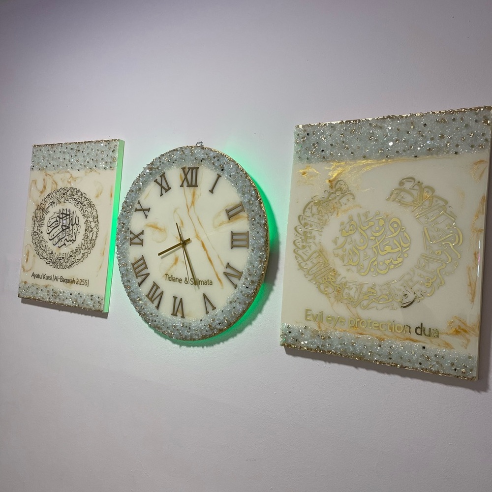 Islamic Homemade Resin Clock Set